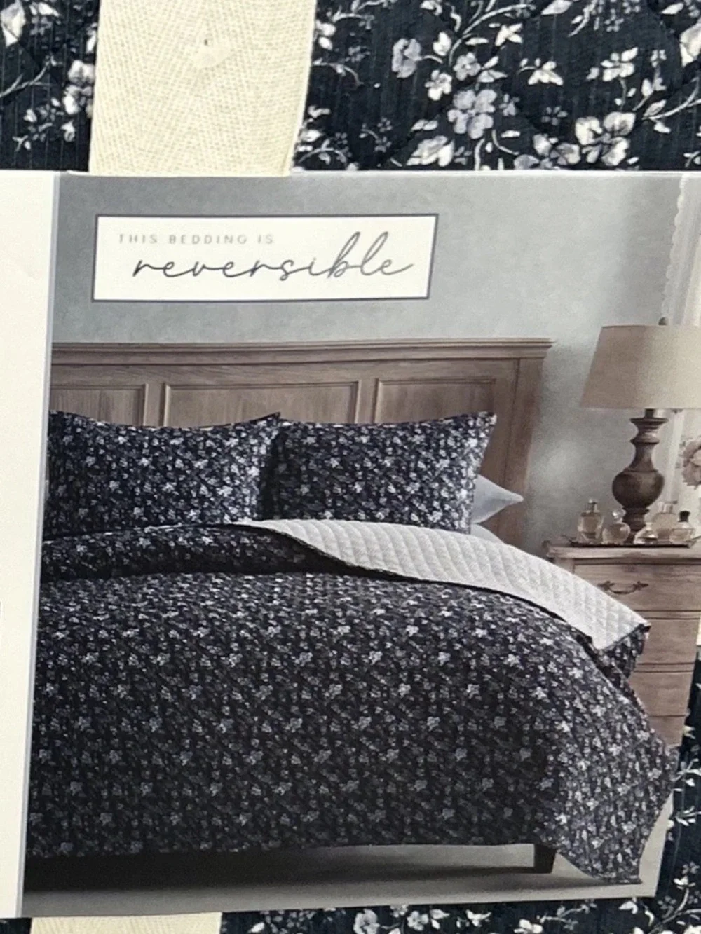 Studio Montrose 3 Pc King Reversible Blue and White Floral Quilt Set 106”x90”